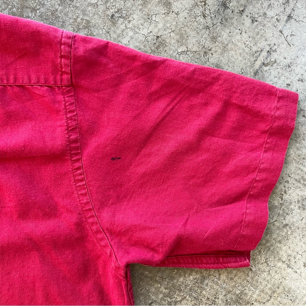 Tommy Hilfiger Vintage 90s Red Linen Blend Shirt Size Large Streetwear - Picture 7 of 9